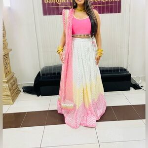 Elegant Pink and White Women's lehenga